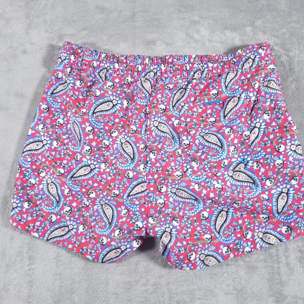 Robert Graham Swim Trunks Men 36 Red Paisley Skull‎ Classic Fit Lined Shorts 4